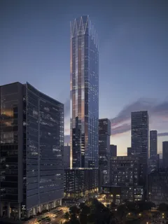 a view of a city with tall buildings