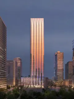 a view of a city with tall buildings