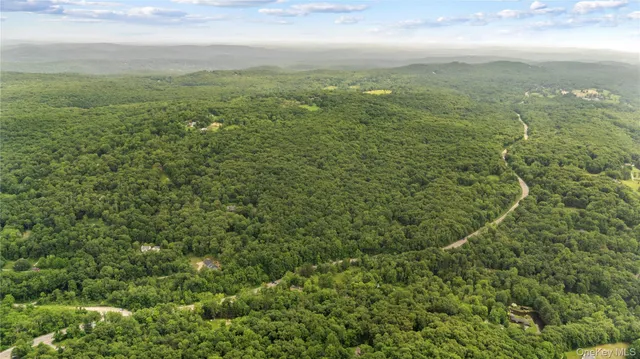 a view of a field with an ocean view