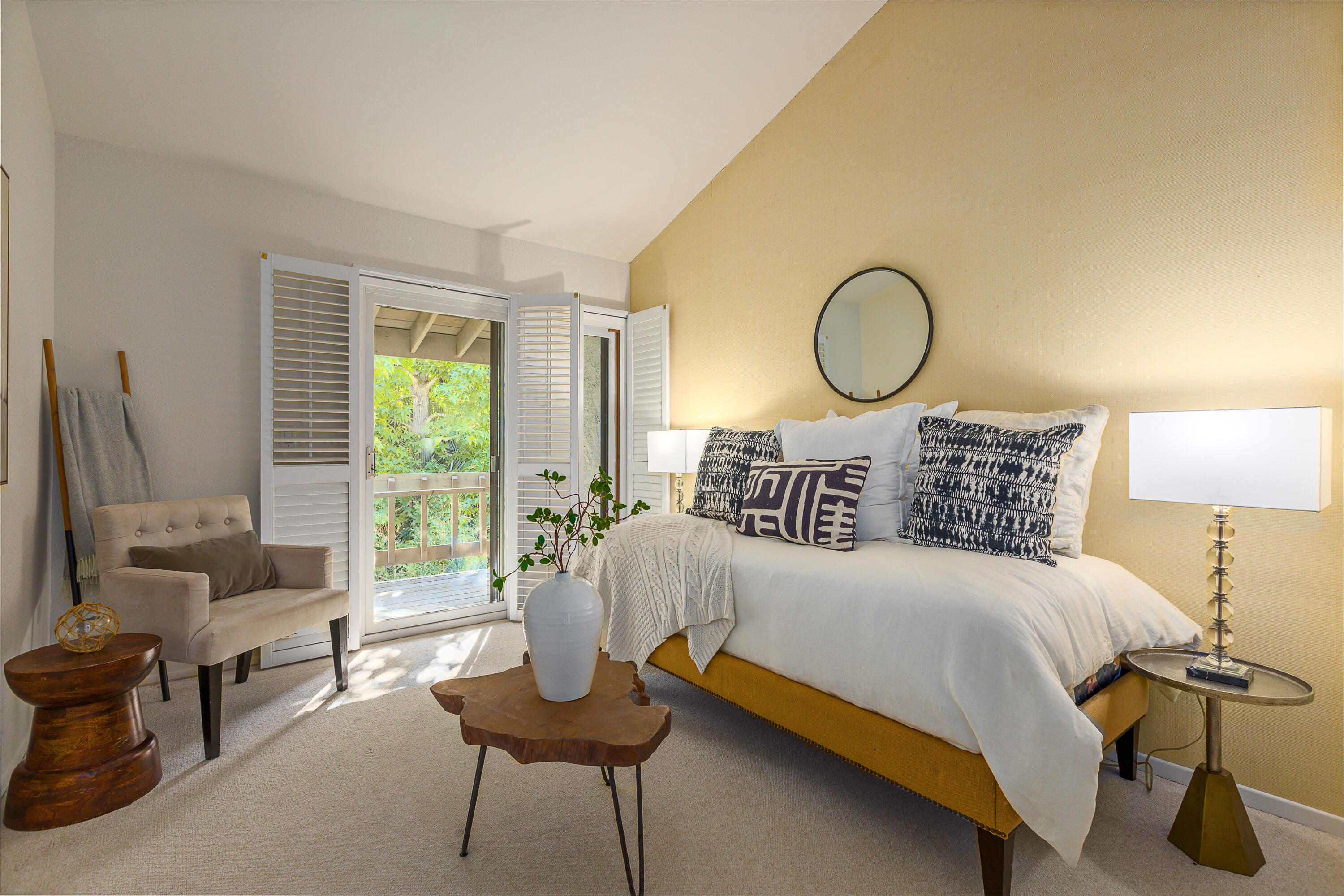 1532 Manitou Road Santa Barbara, CA 93105 - Photo 11 of 20 a bedroom with a bed a lamp and a large window with outer view