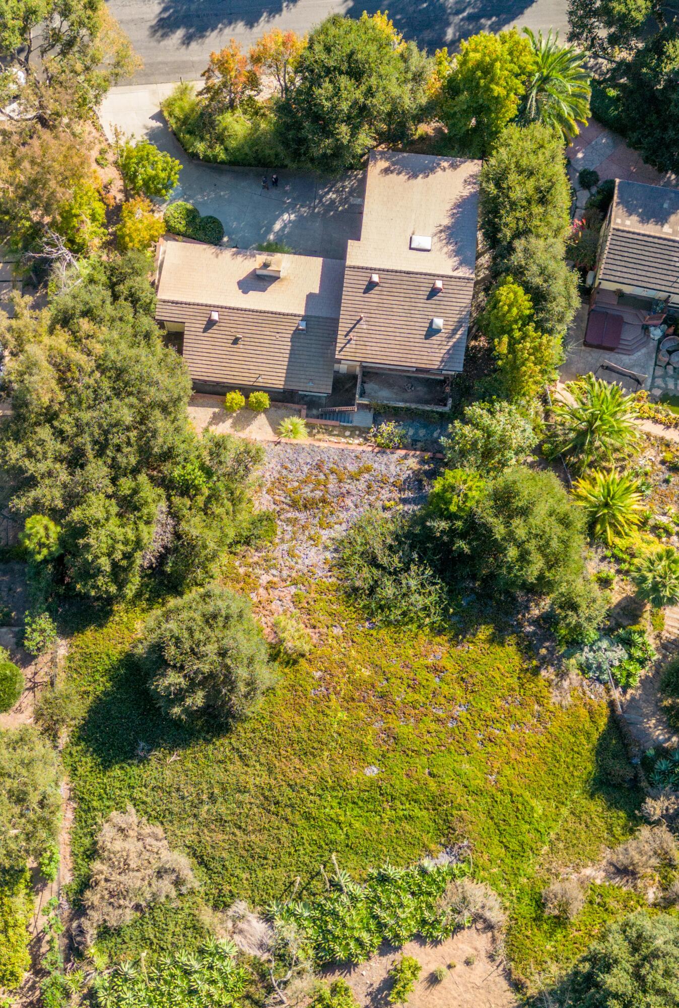 1532 Manitou Road Santa Barbara, CA 93105 - Photo 16 of 20 an aerial view of residential house with swimming pool and lawn chairs
