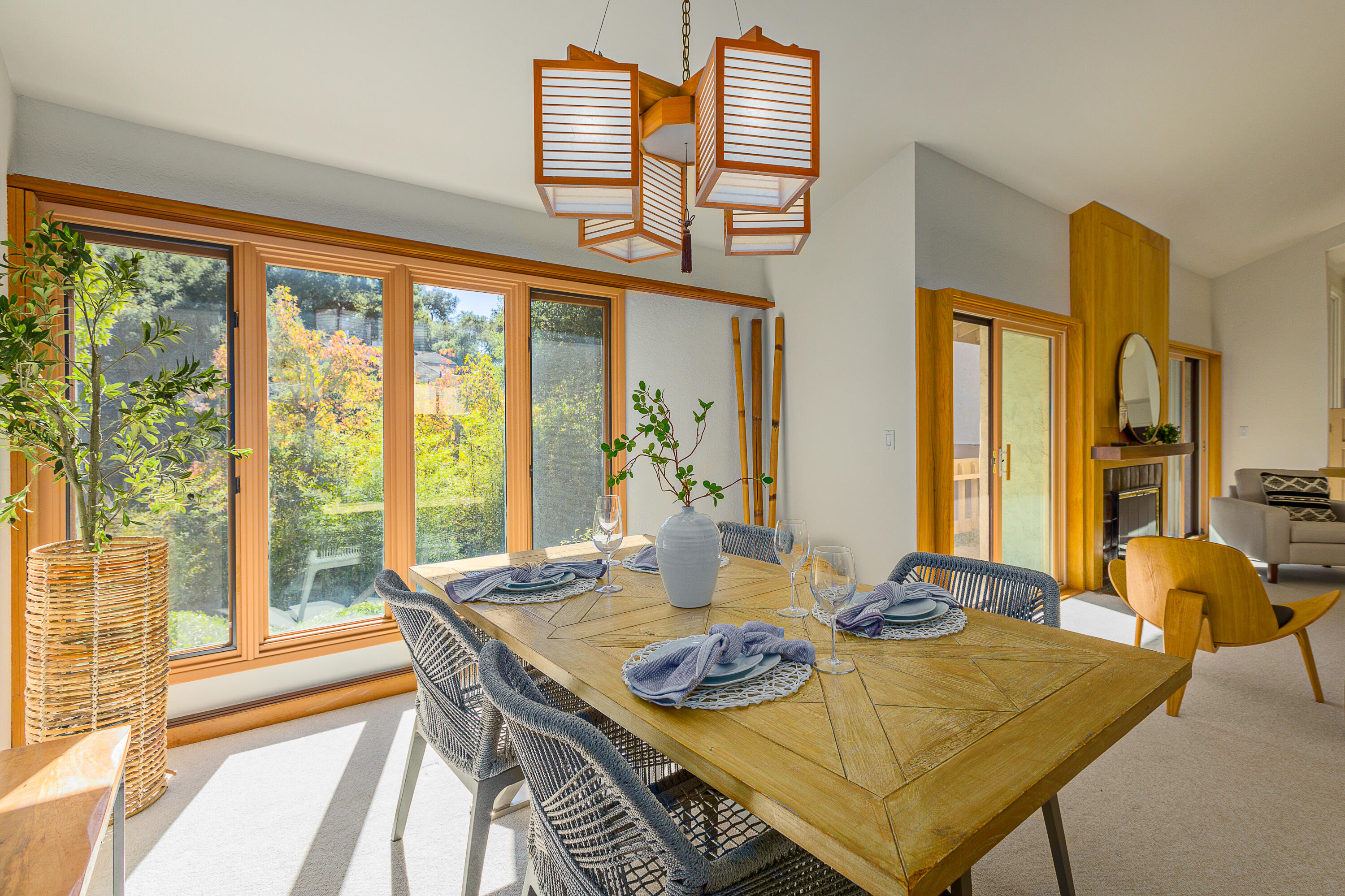 1532 Manitou Road Santa Barbara, CA 93105 - Photo 5 of 20 a view of a dining room with furniture large windows and wooden floor