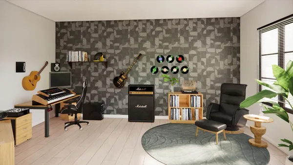 a living room with furniture and a flat screen tv