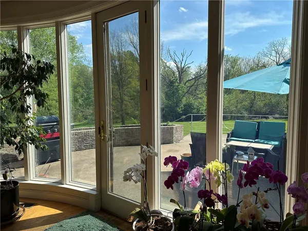 a front view of a city street from a balcony