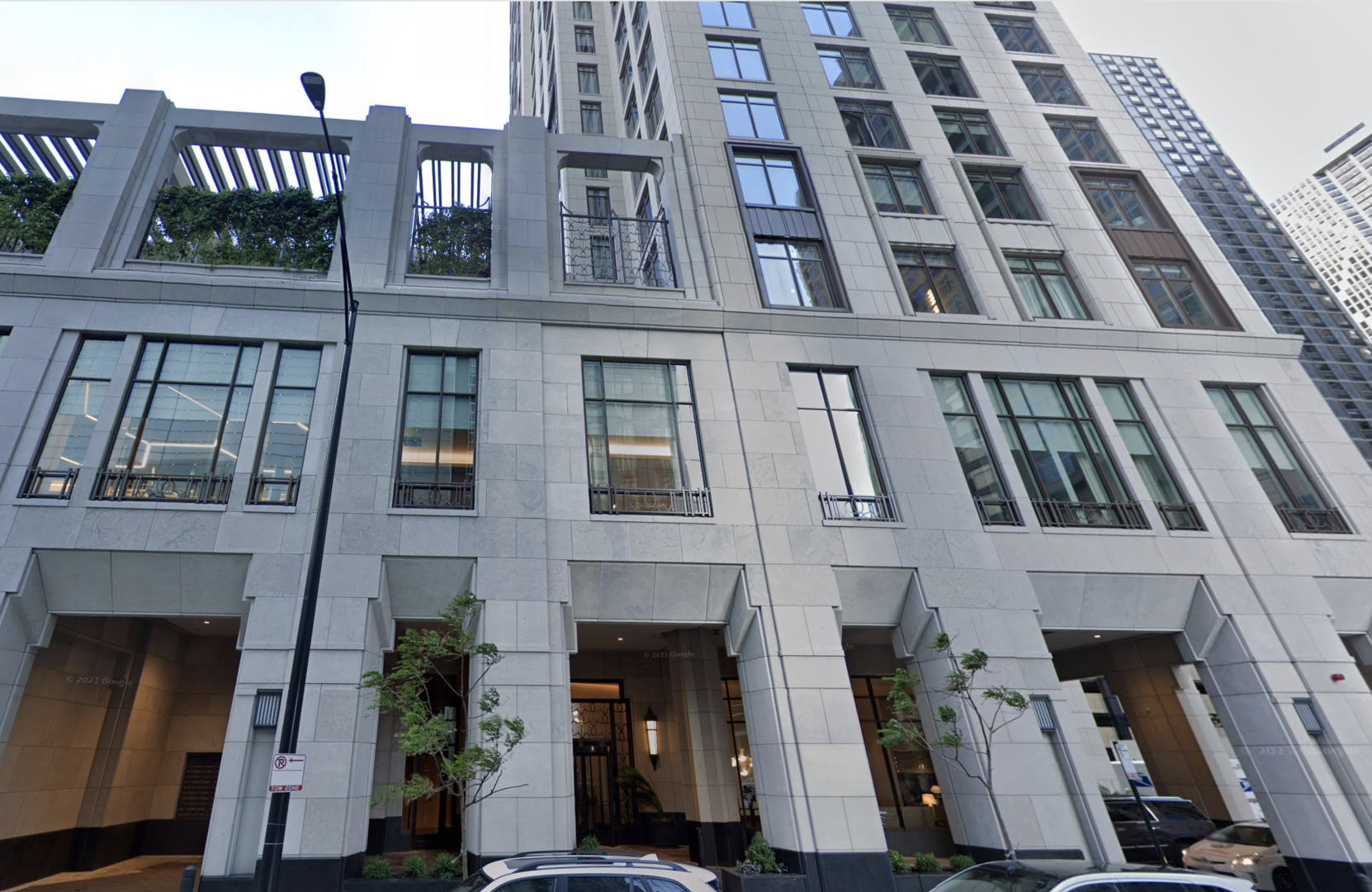 a view of a building with many windows