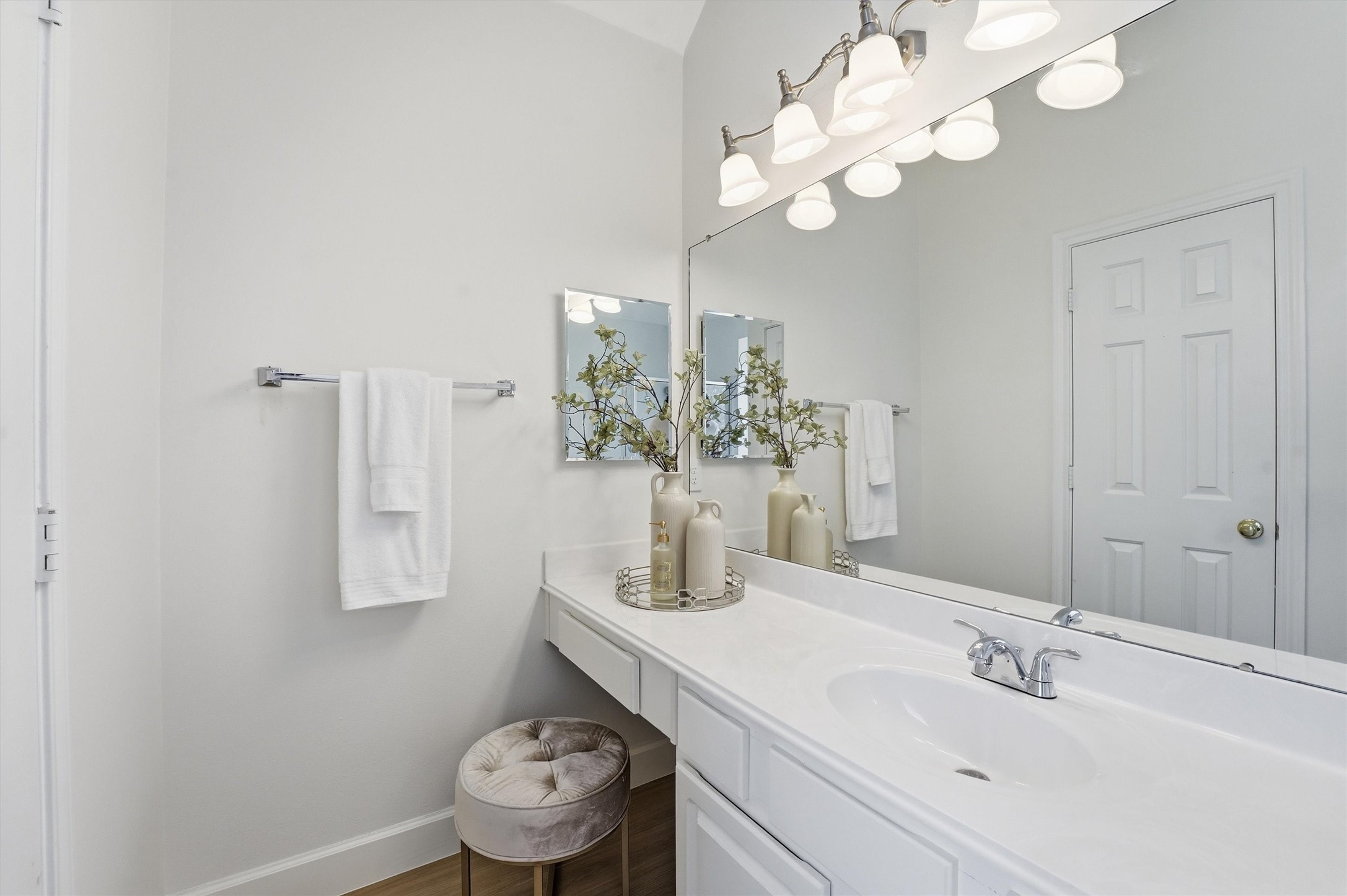 20507 Delta Wood Trail Humble, TX 77346 - Photo 15 of 28 a bathroom with a sink vanity and a mirror