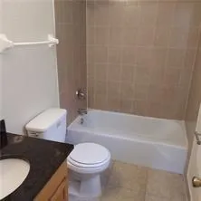 a bathroom with a toilet a sink and bathtub