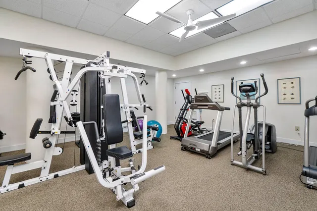 a view of a room with gym equipment