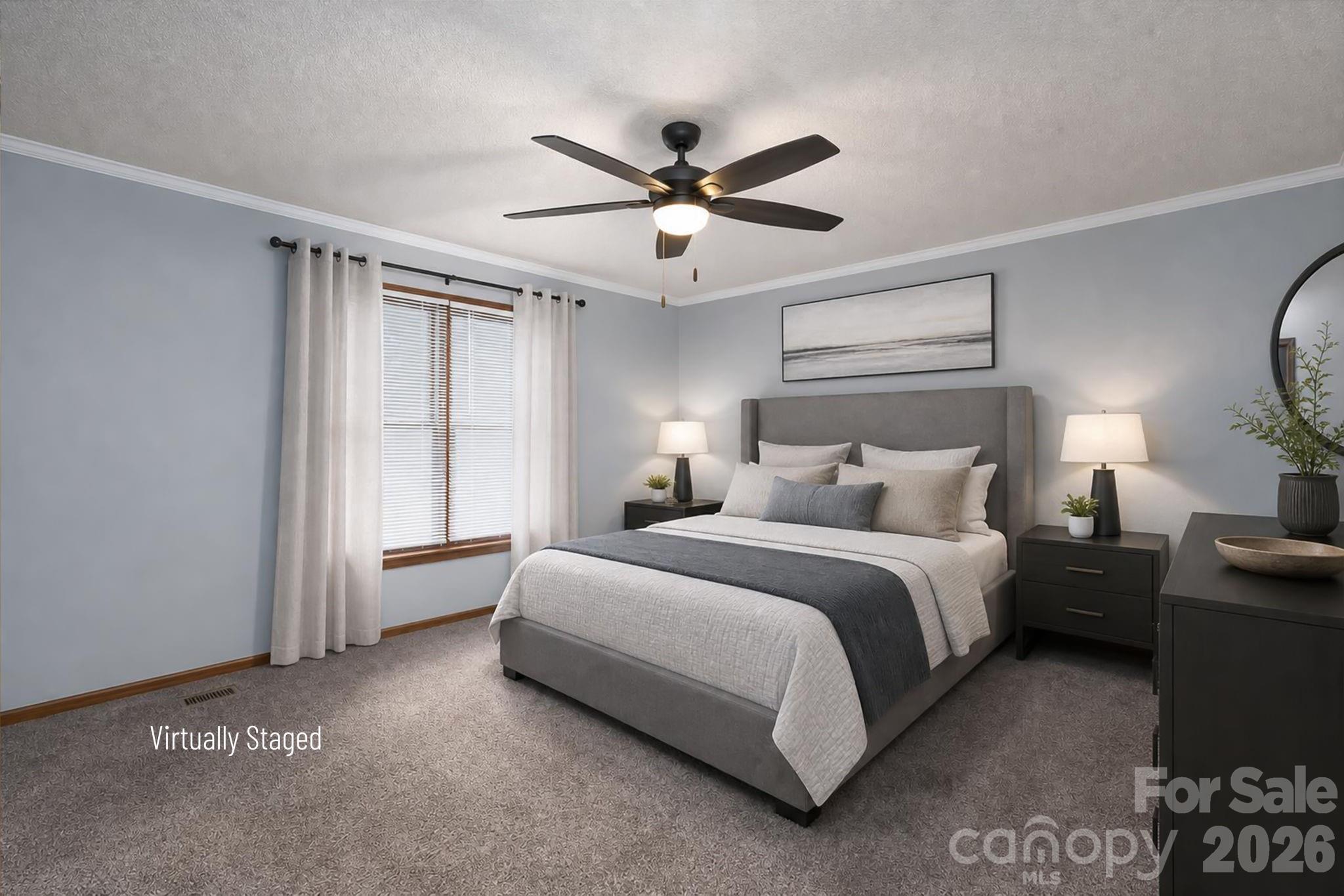 3815 Wildcherry Road Shelby, NC 28150 - Photo 17 of 33 a spacious bedroom with a bed and a ceiling fan