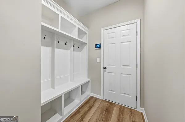 a view of an empty walk in closet