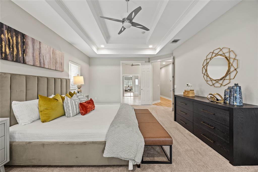 10409 Countryside Drive Denton, TX 76207 - Photo 24 of 38 Bedroom featuring a ceiling fan, crown molding, and recessed lighting