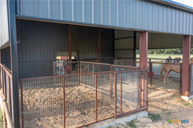 a bathroom with a glass door