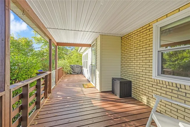 a view of a wooden deck
