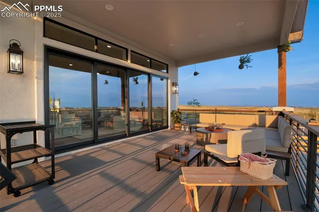 a terrace with sitting area