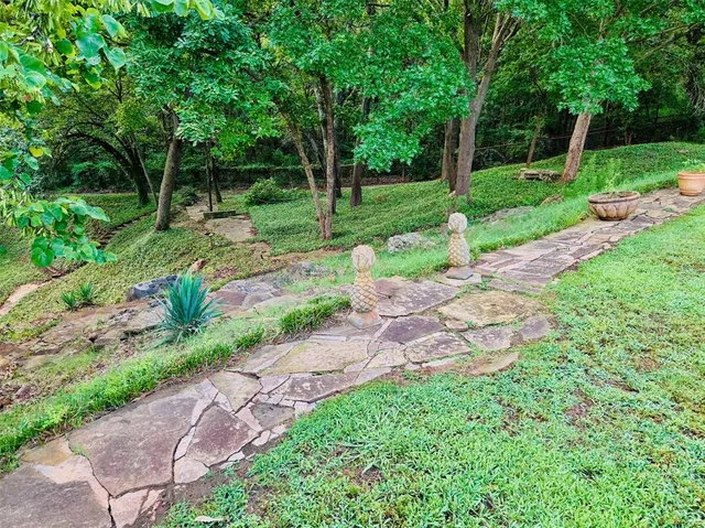 a view of a park with a trees