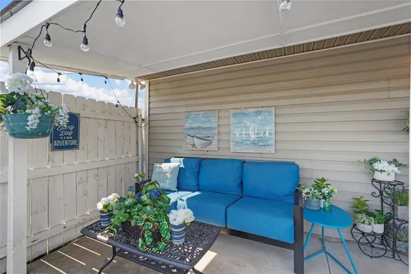 a view of a chair in the patio