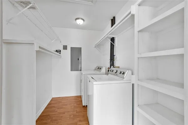 a utility room with dryer and washer