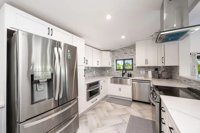 a view of a swimming pool with a patio