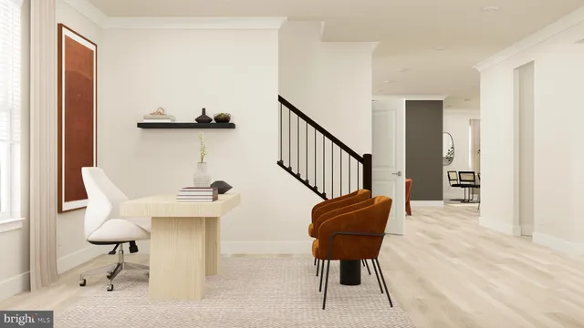 a view of living room with furniture and a chair