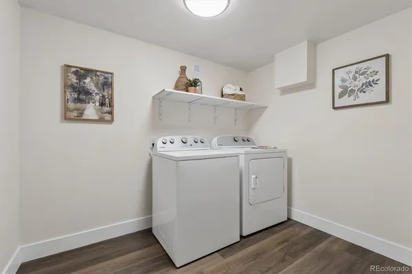 a utility room with dryer and washer