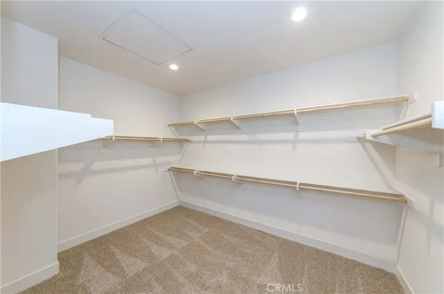 a view of an empty walk in closet