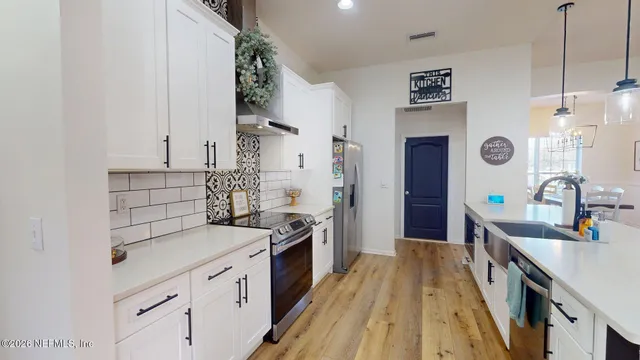 a stove top oven sitting inside of a kitchen