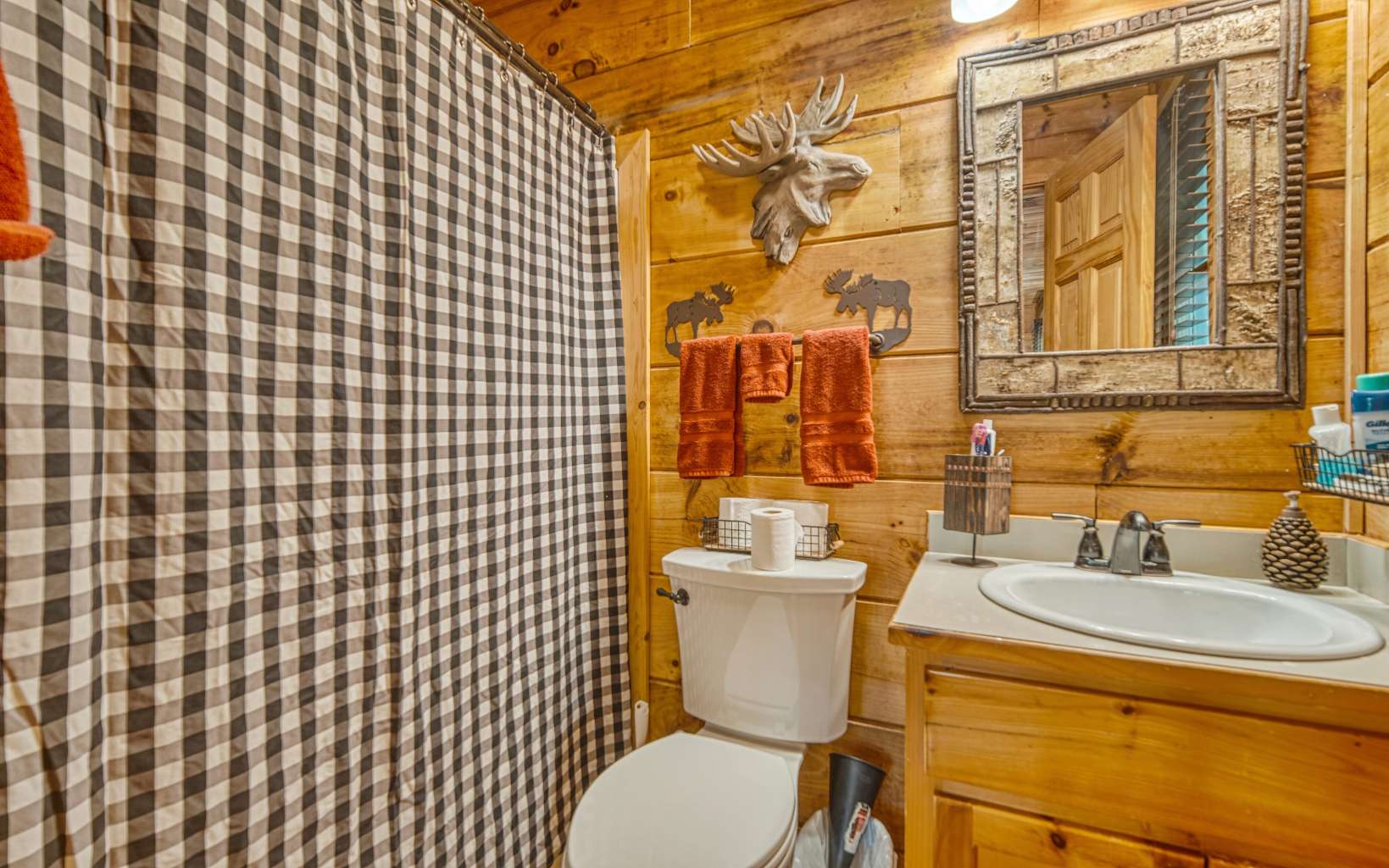 206 Mountain View Road Cherry Log, GA 30522 - Photo 23 of 49 a bathroom with a sink a toilet and shower curtain