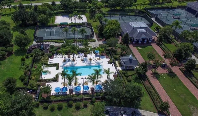 an aerial view of multiple house