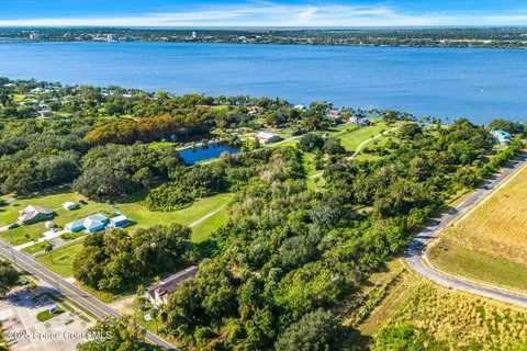a view of a lake with a city view