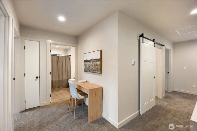 a view of a room with table and chair