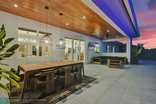 a view of an outdoor space with seating area