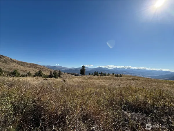a view of an ocean beach and mountain