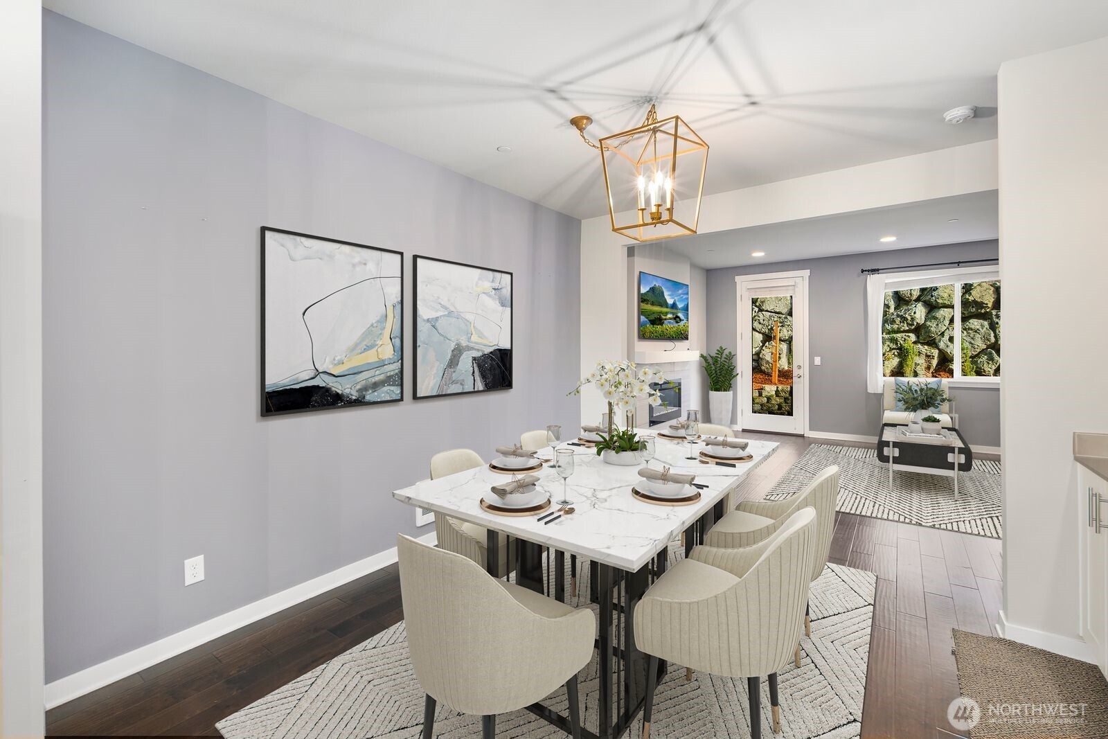 1325 Seattle Hill Road, Unit A2 Bothell, WA 98012 - Photo 13 of 34 a view of a dining room with furniture and a chandelier