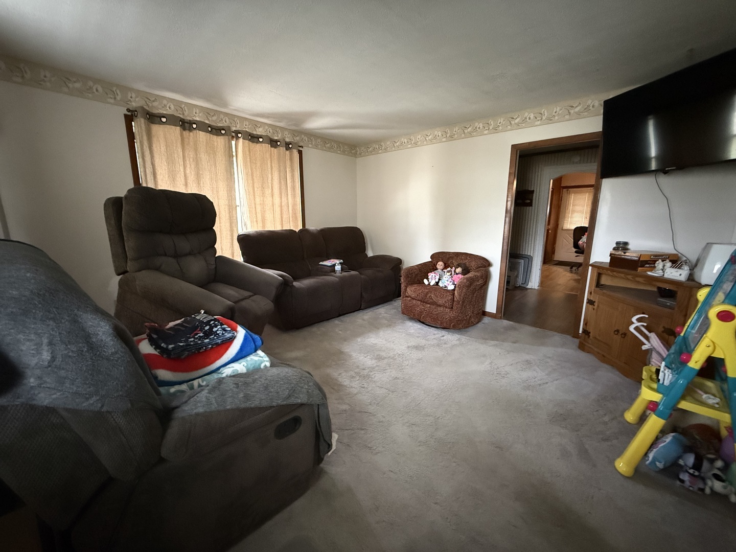 1 East Main Street Amboy, IL 61310 - Photo 22 of 32 a living room with furniture and a flat screen tv