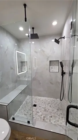a bathroom with a shower