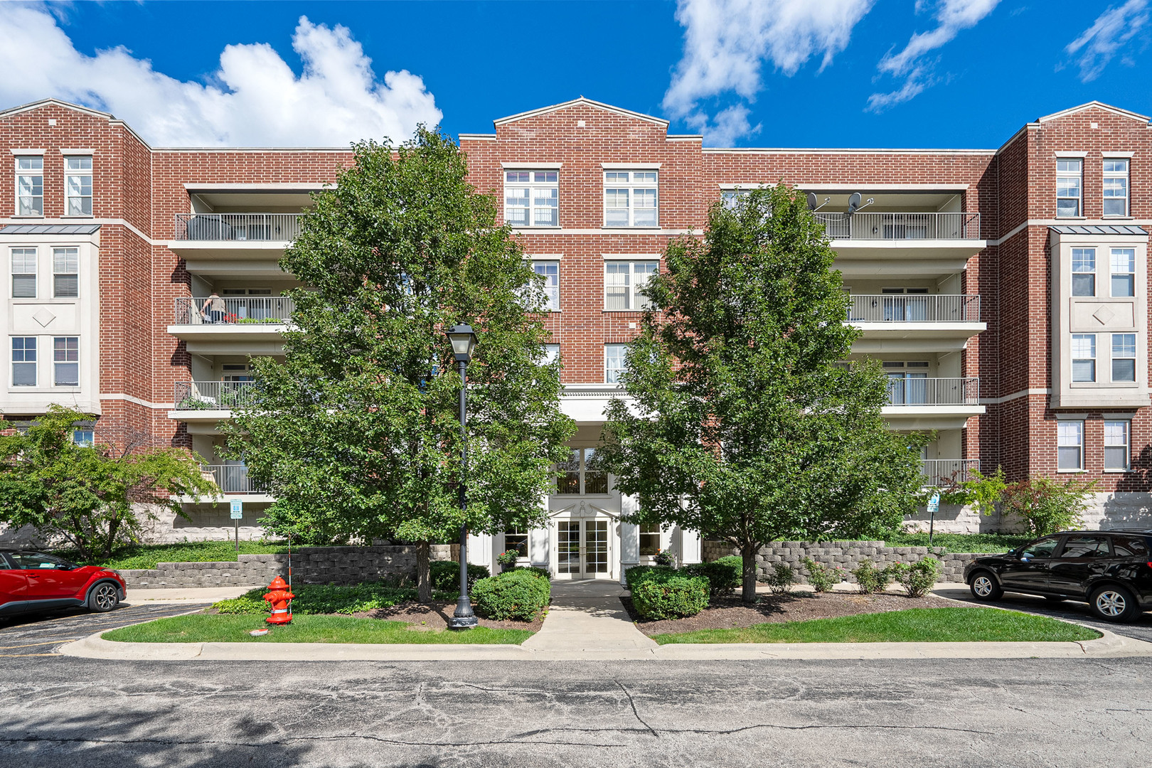 a front view of a building