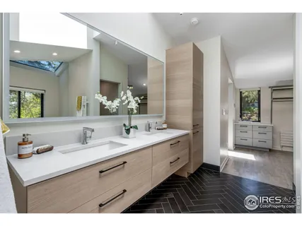 a bathroom with a sink double vanity