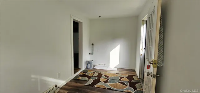 a bathroom with a mirror