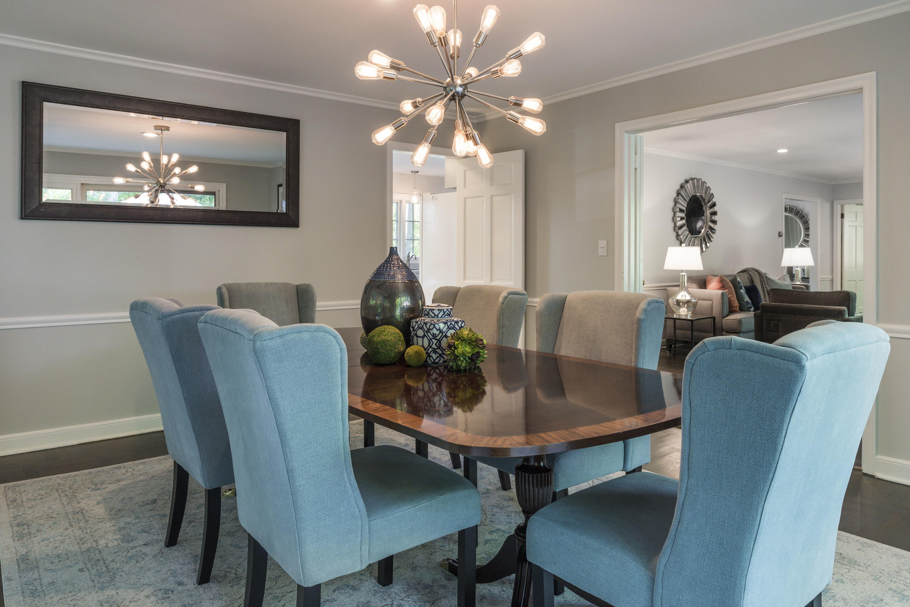 6 Runkenhage Road Darien, CT 06820 - Photo 10 of 32 a view of a dining room with furniture and chandelier