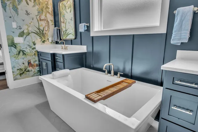 a room with a bed and a table