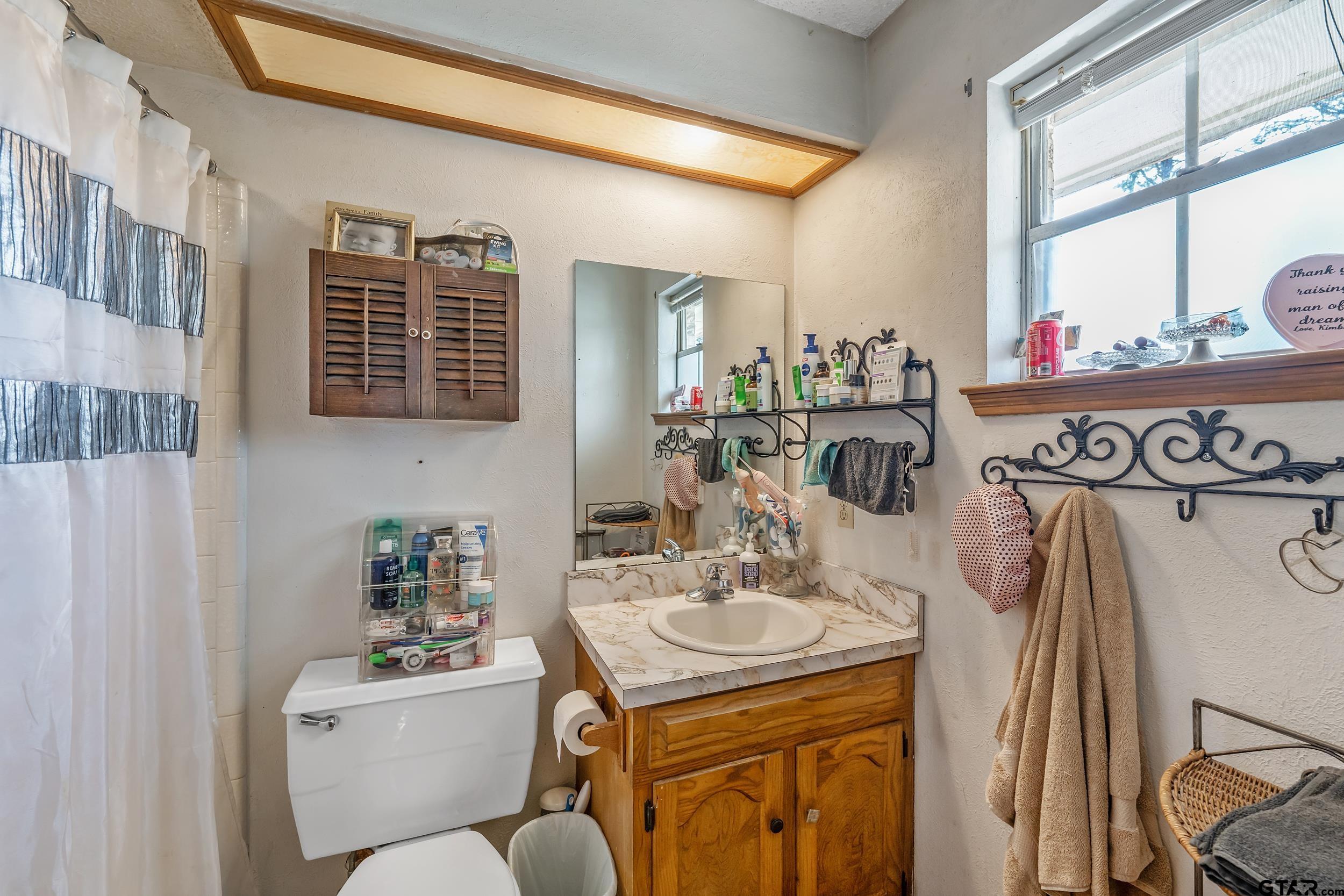 449 Ruth Street Hawkins, TX 75765 - Photo 27 of 33 a bathroom with a sink a mirror and a toilet