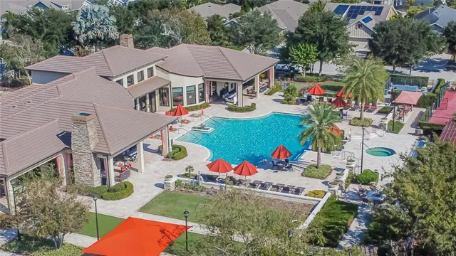 an aerial view of a house