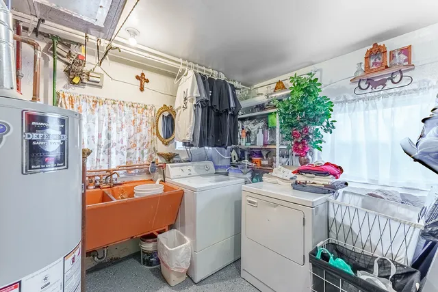 a storage room with washer and dryer