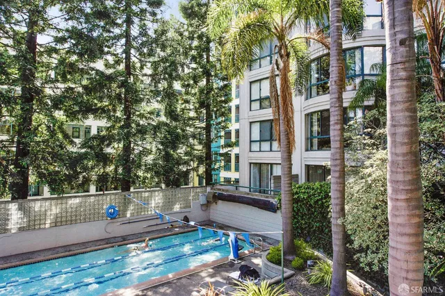 a view of a garden with a bench