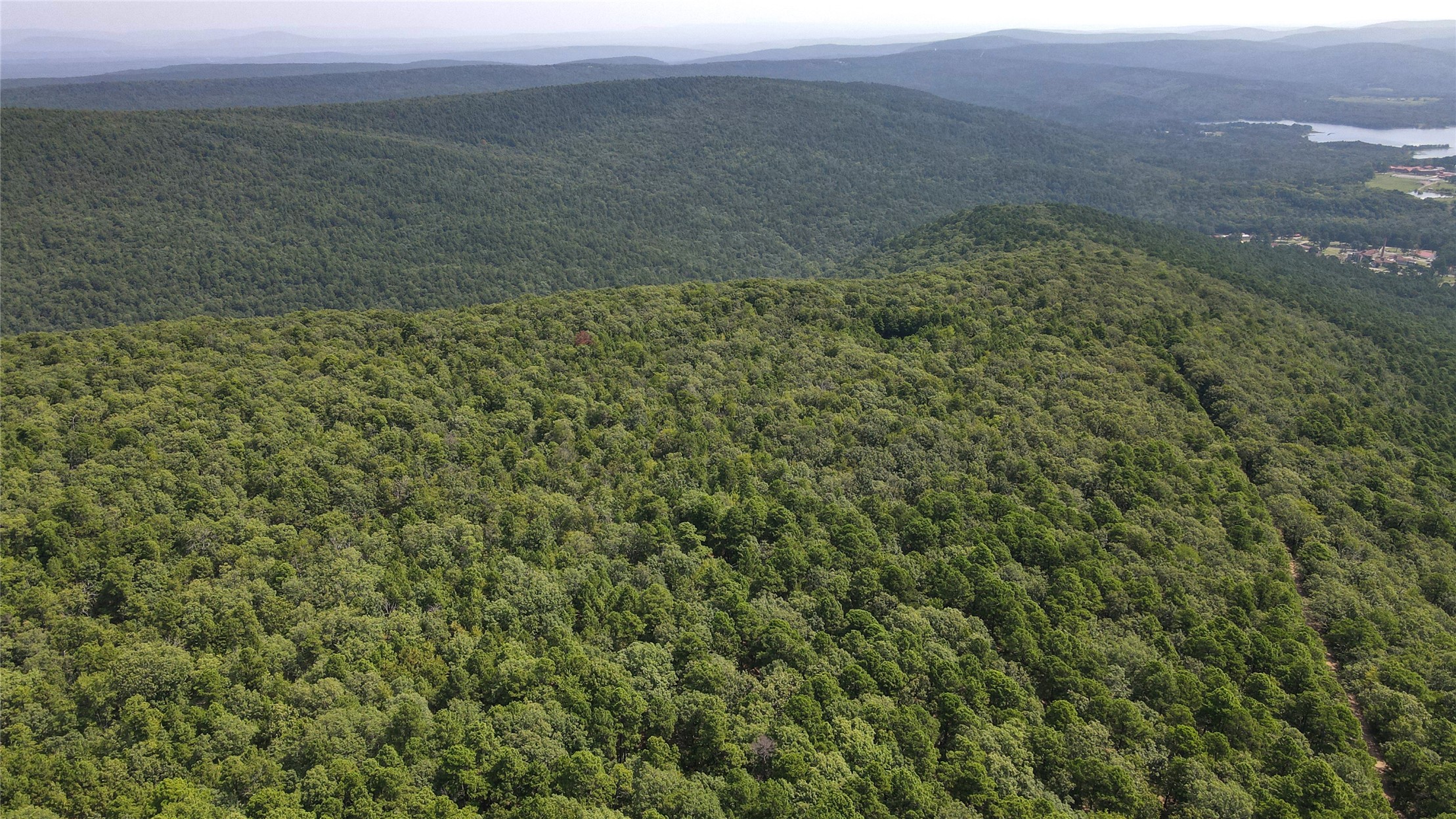 Buffalo Mountain Road Talihina, OK 74571 - Photo 8 of 25 Expansive forested landscape with rolling hills and distant water