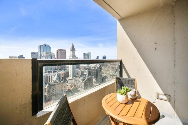 a view of a city from a balcony