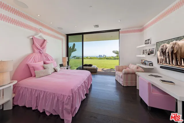 a bathroom with glass door