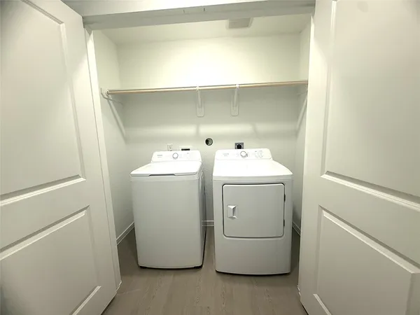 a view of a room with racks on the wall