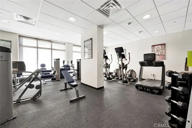 a view of a room with gym equipment