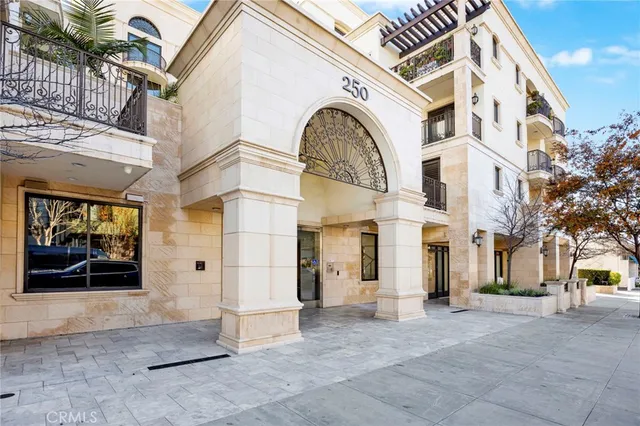 a front view of a building with street